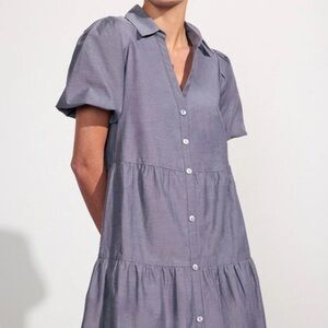 Brochu Walker Lavender-Gray Button-Front Mini Dress